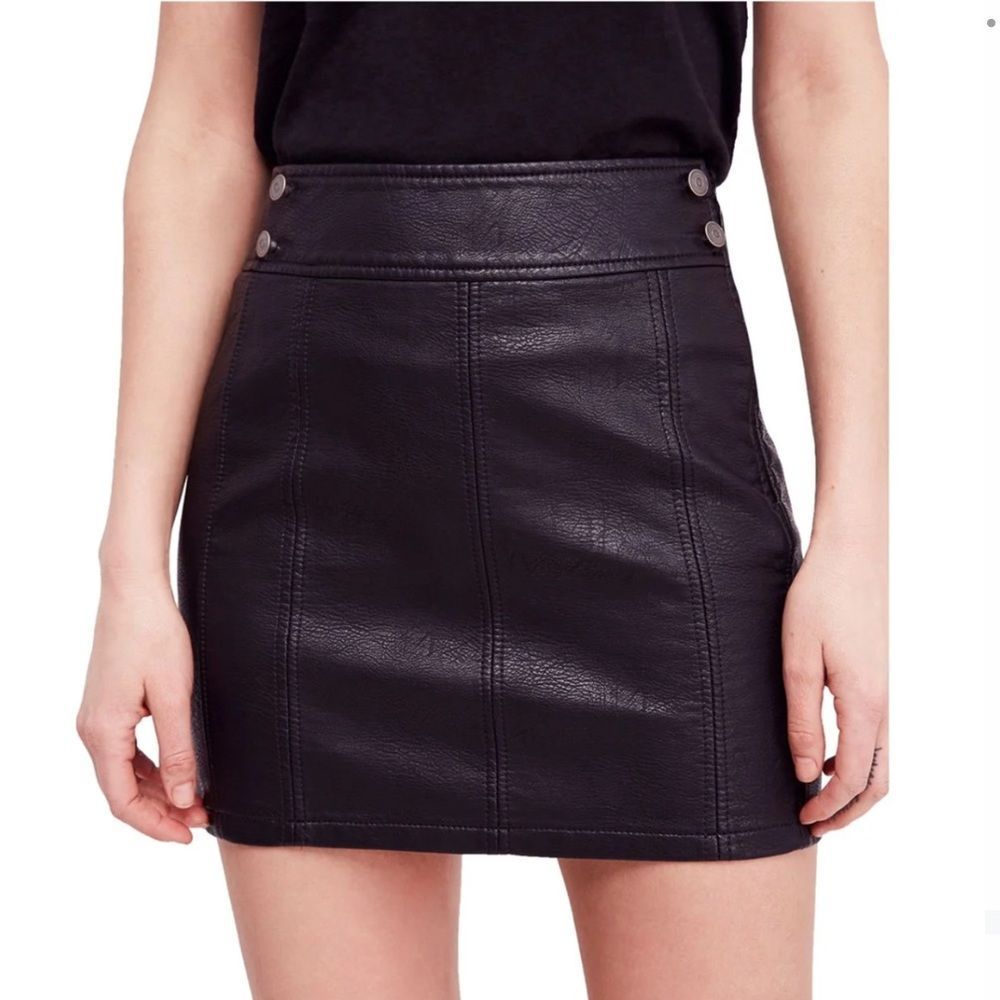Free People Faux Leather Mini Skirt
